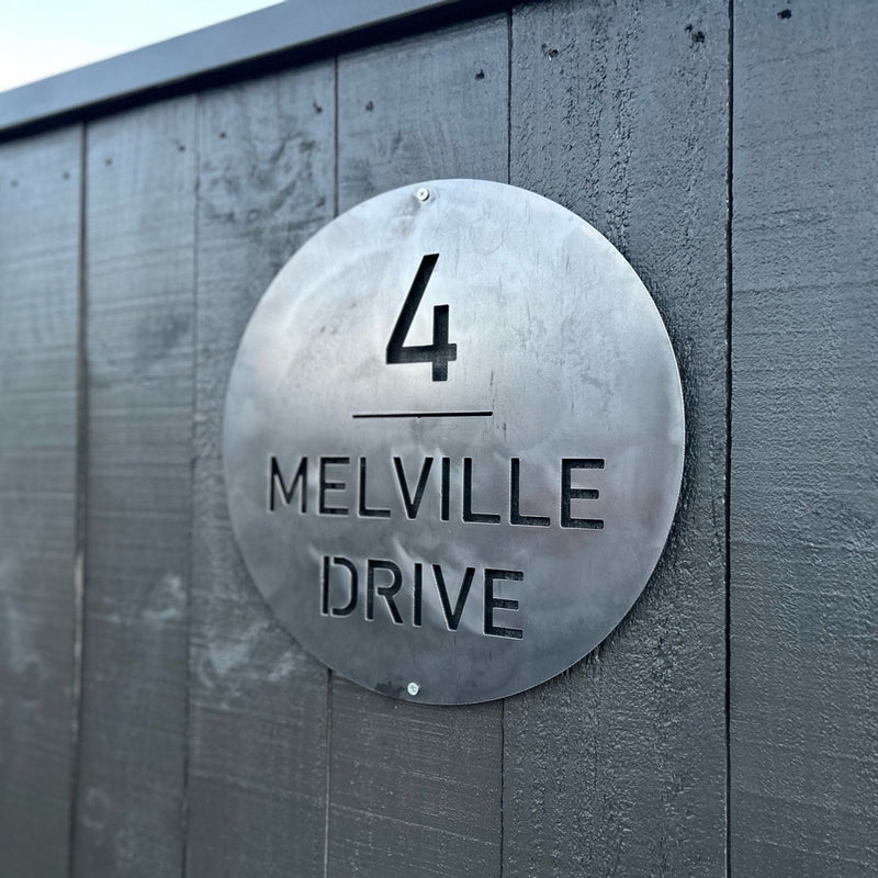 Round Address Sign | NZ MADE Steel Art β High Voltage Custom Metal Art