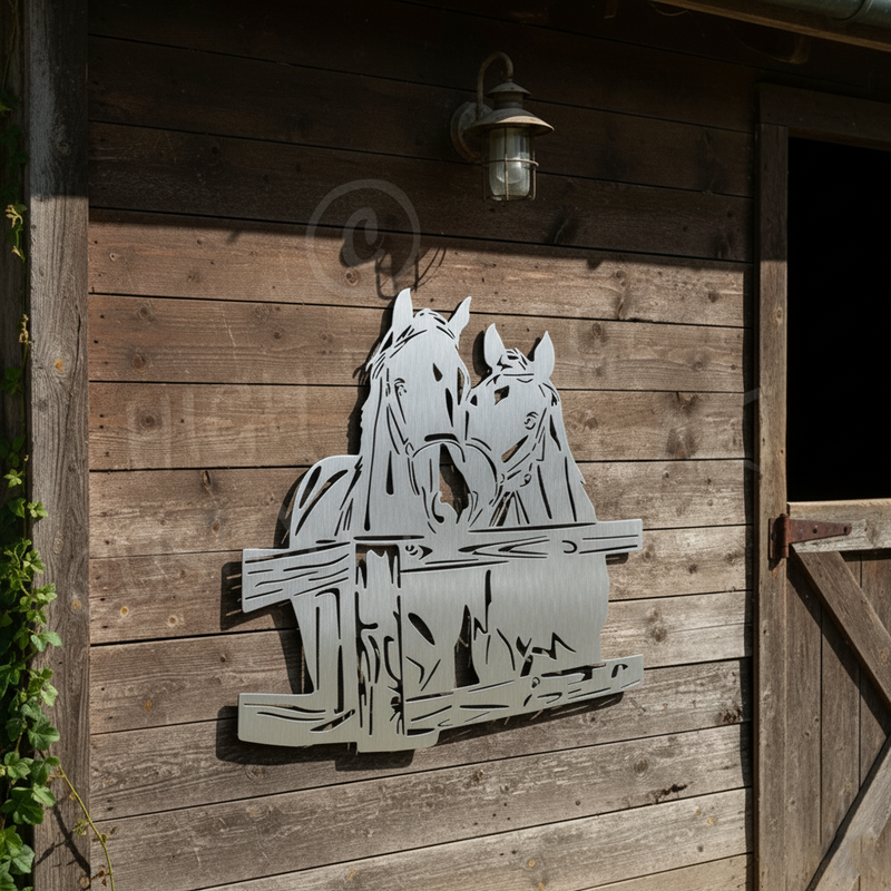 2 horses at the gate