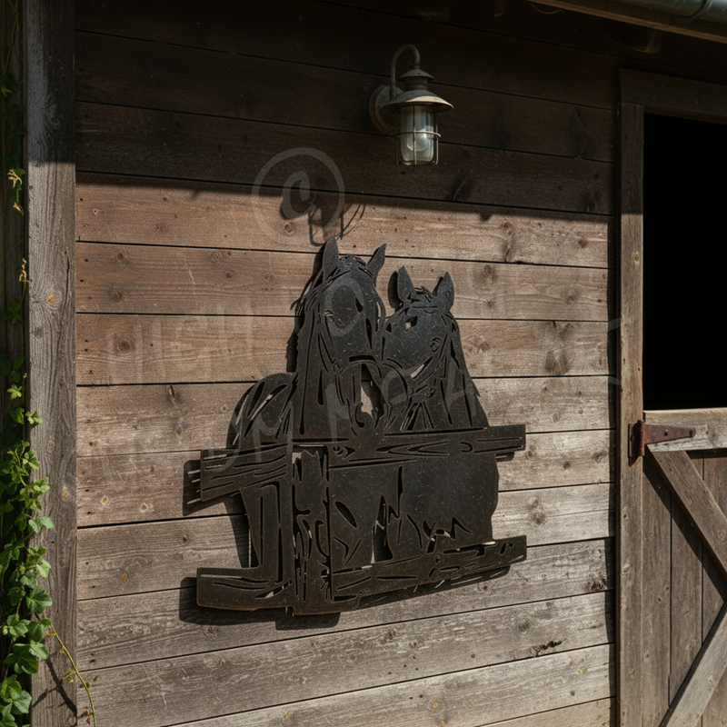 2 horses at the gate