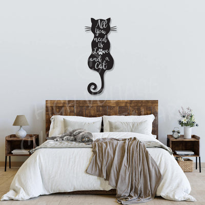 all you need is love and a cat steel wall art