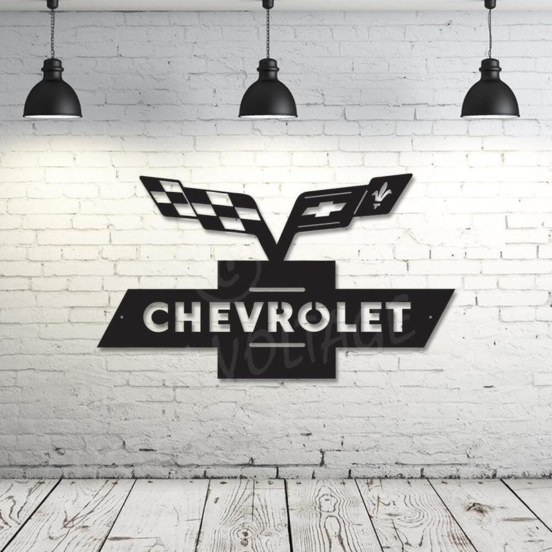 CRAZY SALE - Chevrolet Flags Logo - Silver