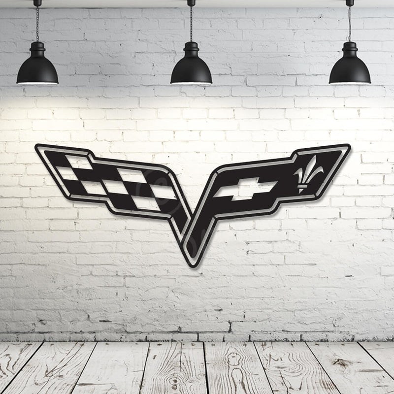 chevrolet flag logo steel wall art