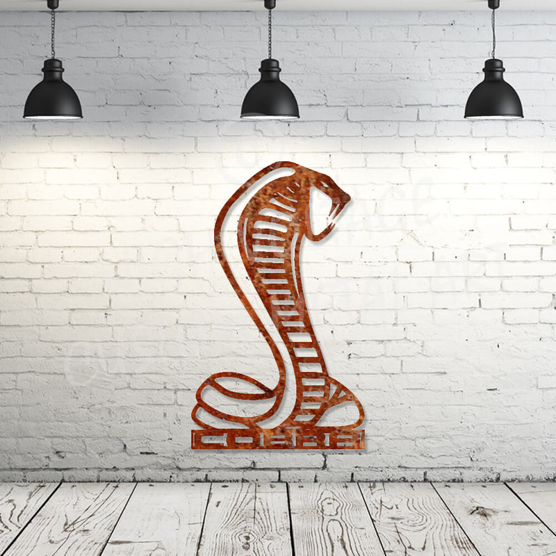 corten cobra logo steel wall art