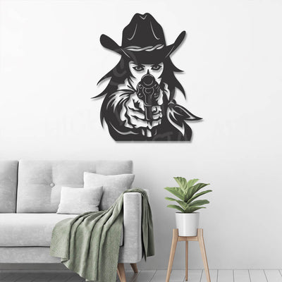 Cowgirl steel wall art