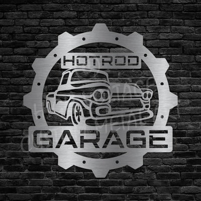 hot rod garage steel wall art
