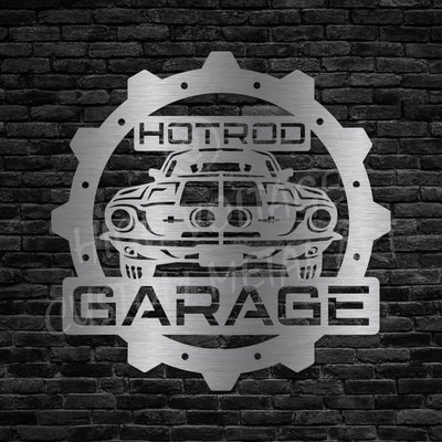 hot rod garage steel wall art