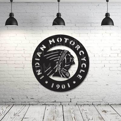 Indian motorcycle logo steel wall art