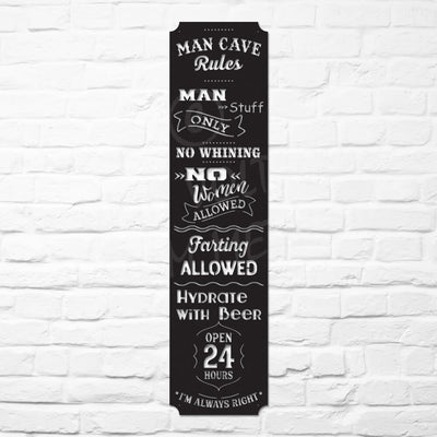 man cave rules steel wall art