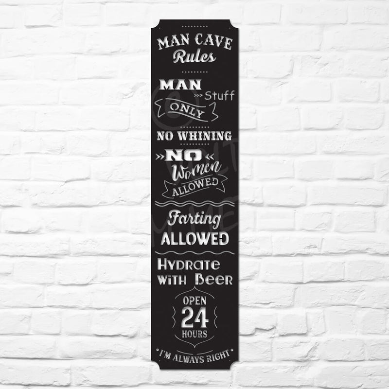 man cave rules steel wall art