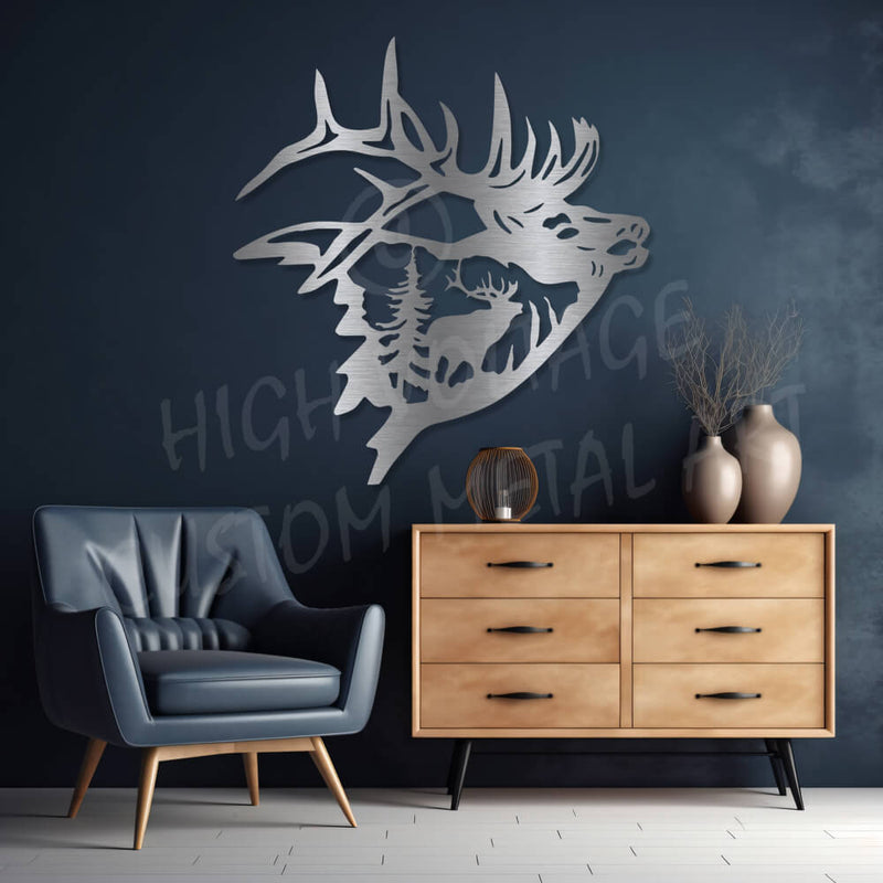 stag head steel wall art