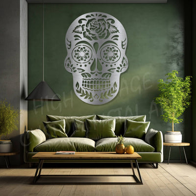 sugar skull steel wall art