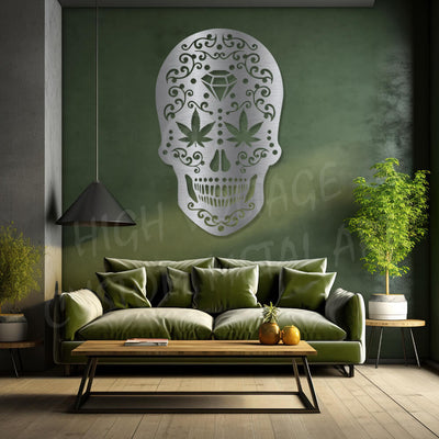 sugar skull steel wall art