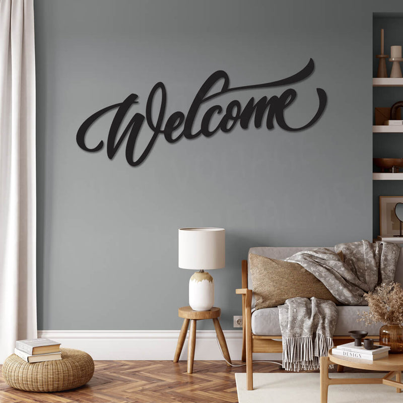 welcome steel wall art