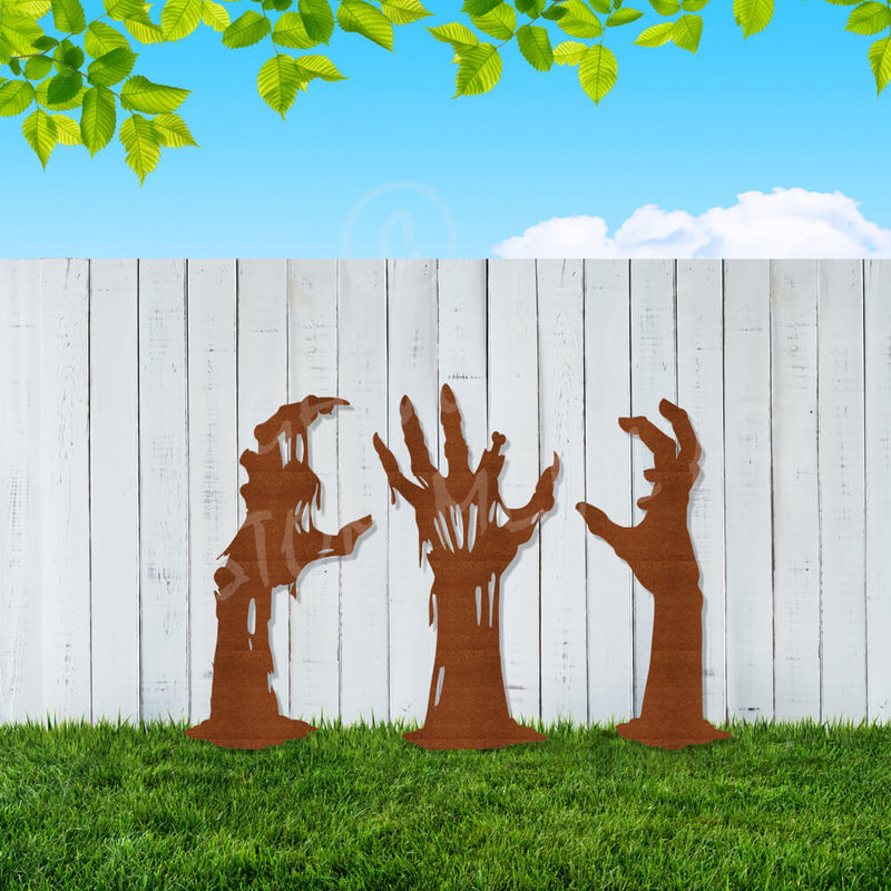 zombie halloween corten steel garden stakes 