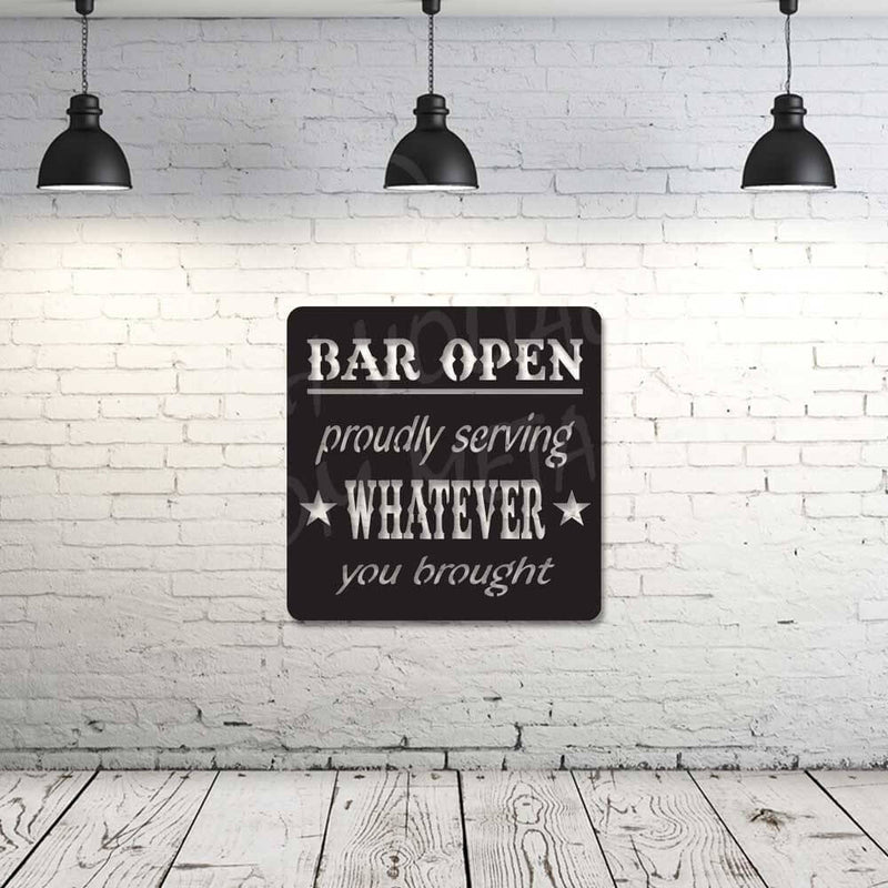 Bar open steel wall art