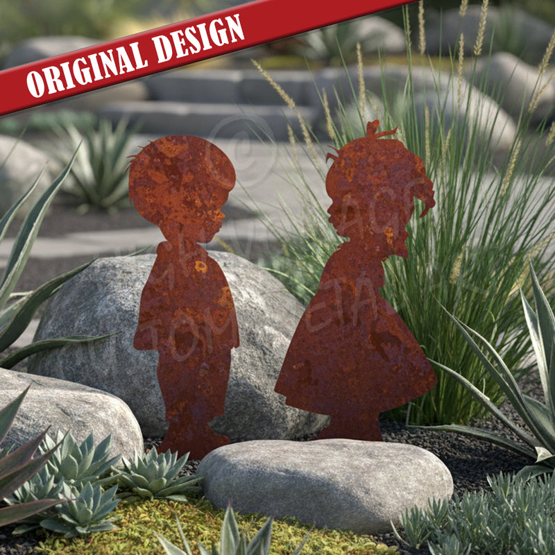 boy & girl garden stakes