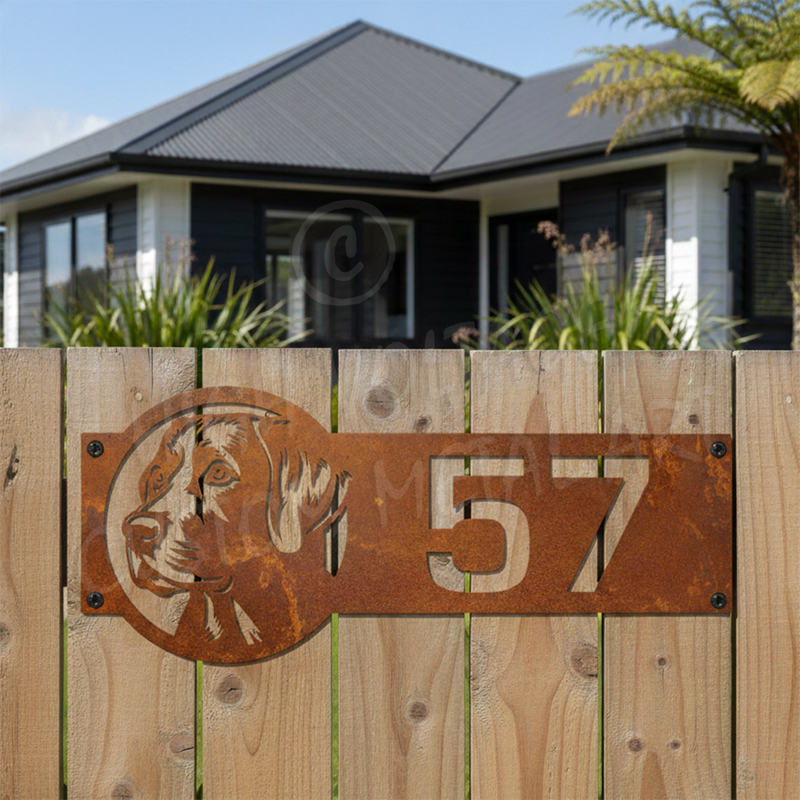 Labrador Street Number | NZ MADE Steel Art – High Voltage Custom Metal Art