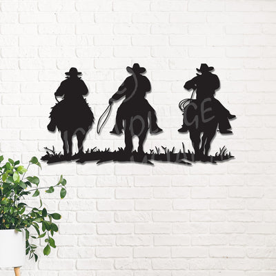3 Cowboys steel wall art