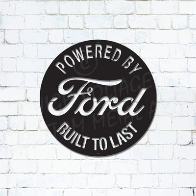 Powered By Ford Gloss Black Powder Coat Man Cave Signs