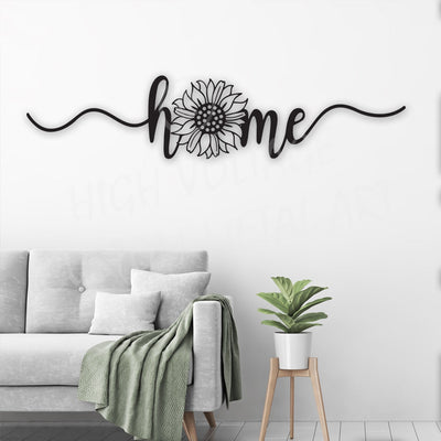 Sunflower Home Script steel wall art
