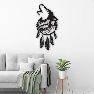 Wolf Dreamcatcher Steel Wall Art
